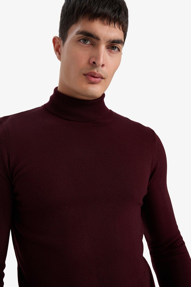 DeFacto Red Man Slim Fit Turtleneck Knitwear Pullover Casual - Image 5